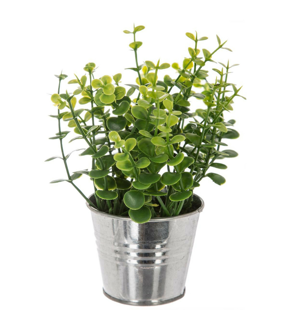 Plante artificielle pot en zinc h 17 cm