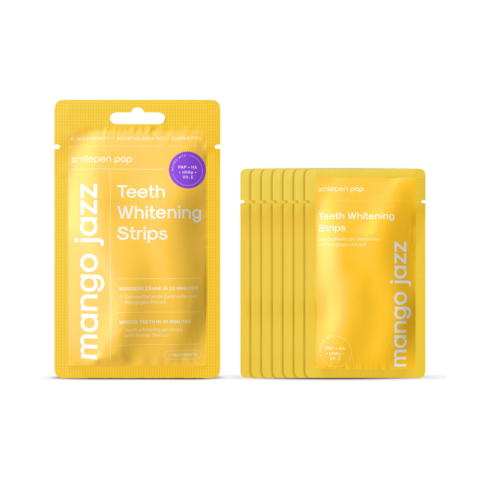 (14er Set) Zahnbleaching Pop Whitening Strips zur Zahnaufhellung (SPCWSMA) - Mango Jazz