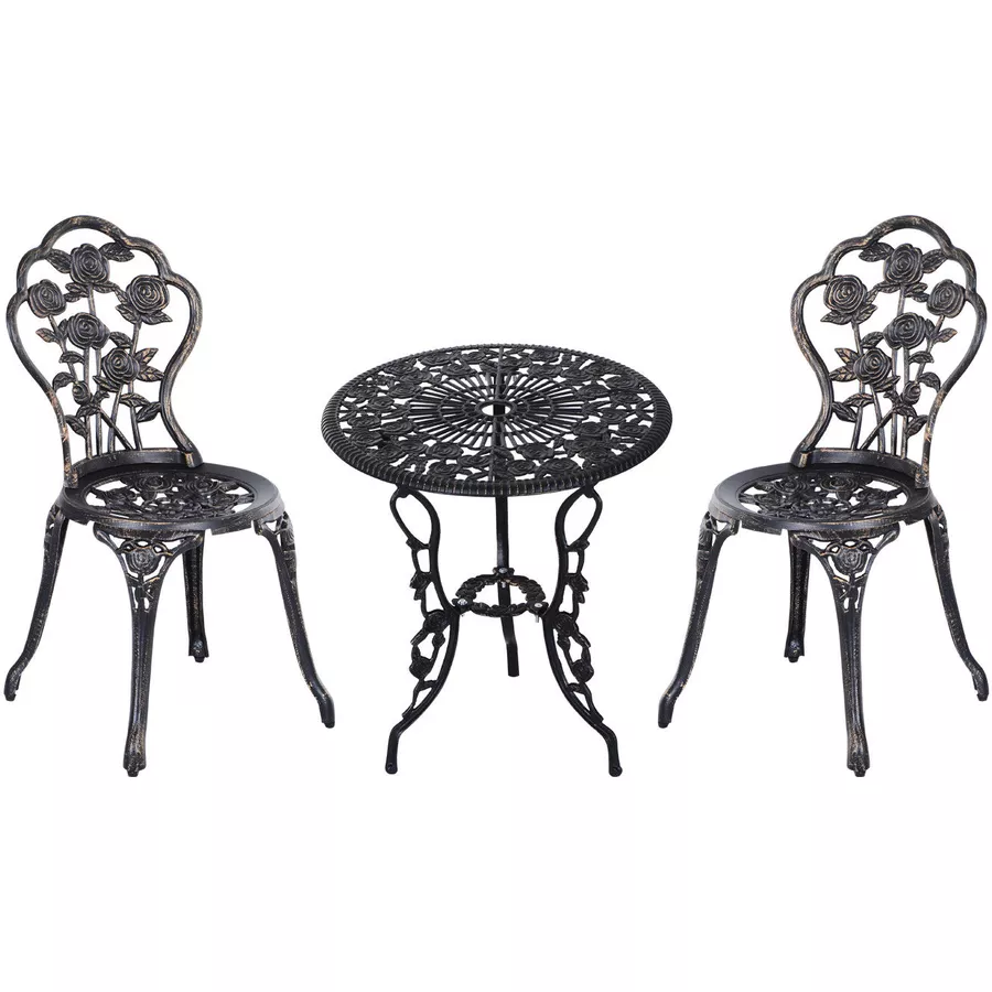 Outsunny Gartenmöbel als 3-teiliges Set schwarz