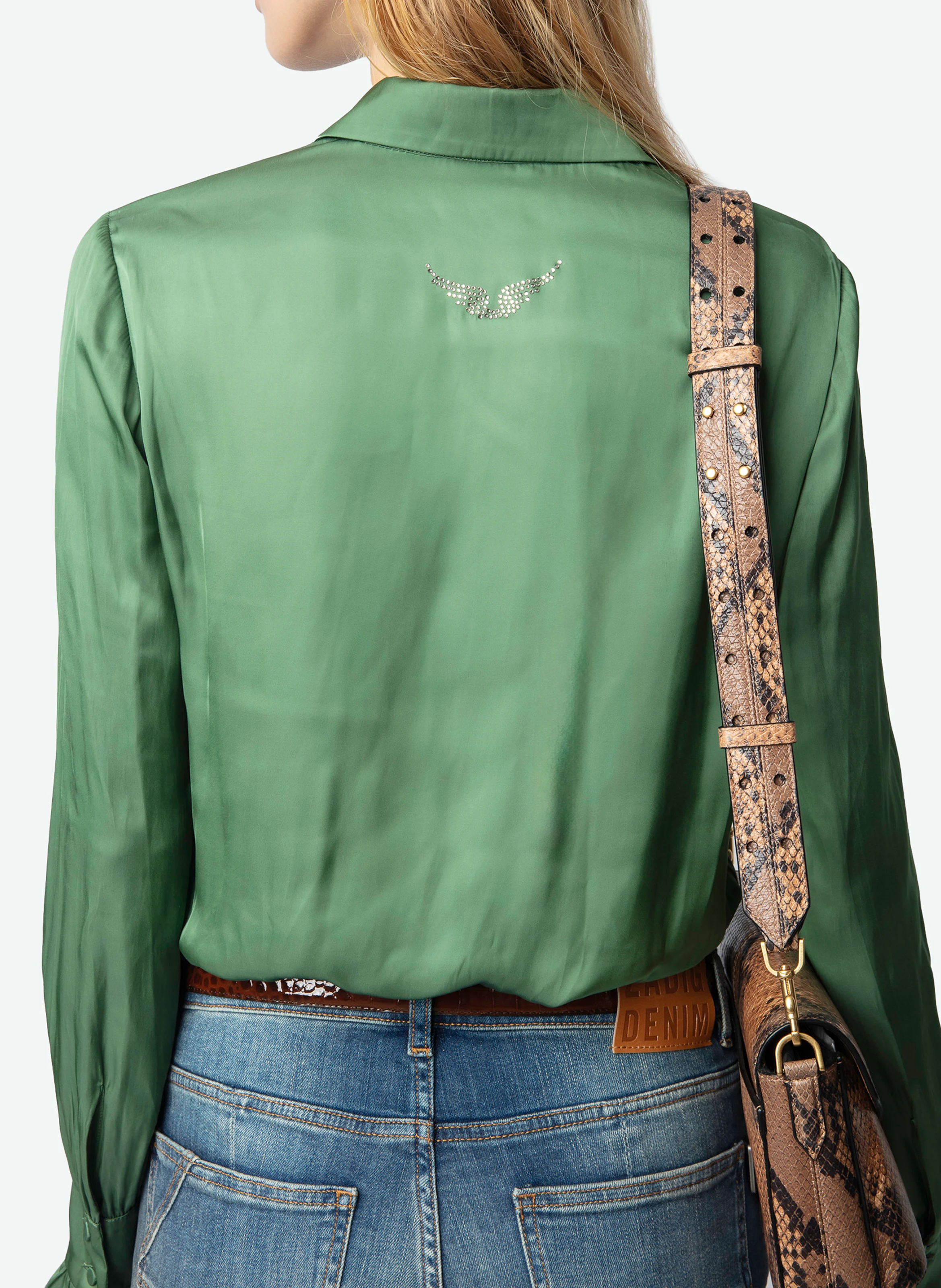 THELY - Chemise droite satinée| Vert