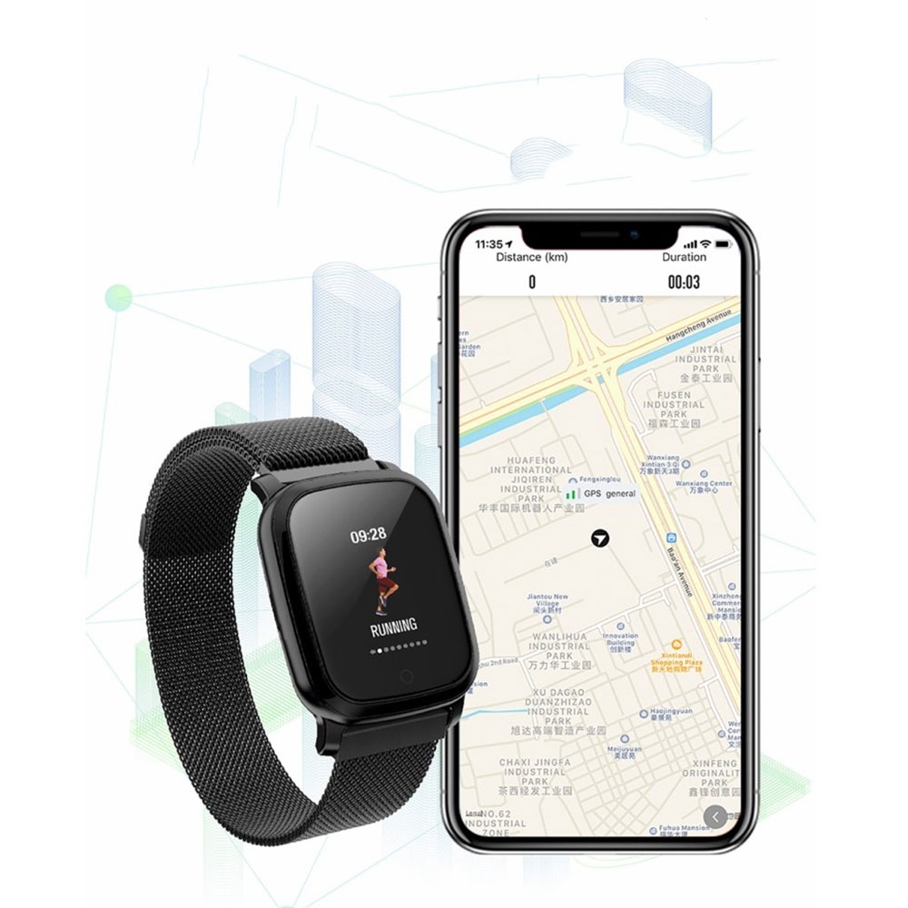 Spritzwasserfester Fitness Tracker Smart Watch mit Herzfrequenz- / Körpertemperaturmessung und 1.3