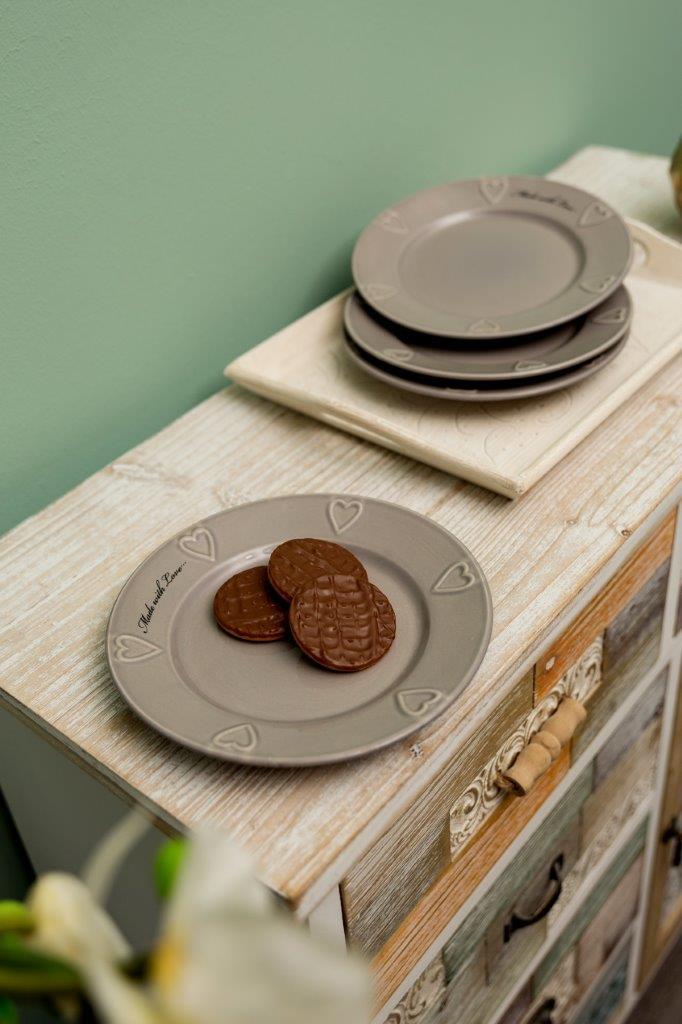 4-teiliges Tellerset MADE WITH LOVE - grau - Porzellan
