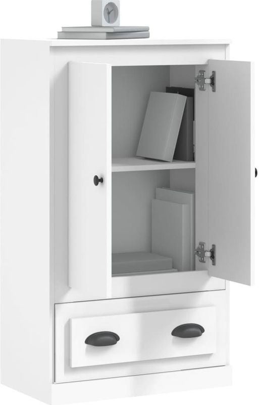 Hoge Kast - Wit - Bewerkt Hout - Scandinavisch Ontwerp
