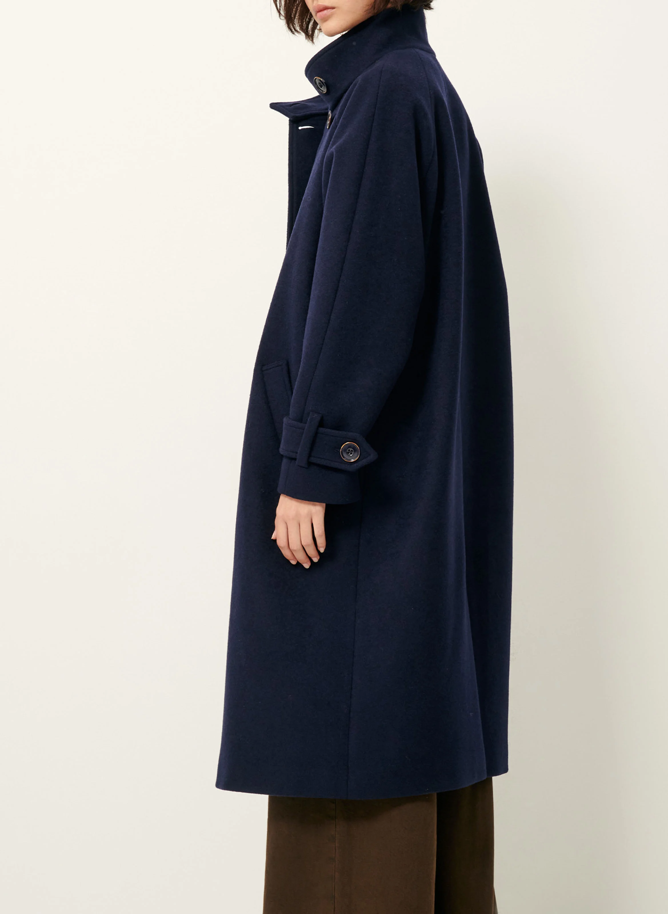 BLEECKETT - Manteau col montant en laine mélangée | Bleu