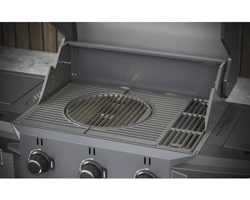 Tenneker® Carbon TG-3 U Gasgrill met 3 branders + zijbrander, gietijzeren rooster, zwart