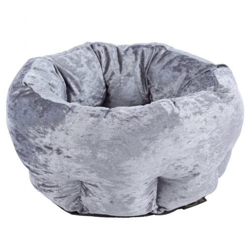 Cama para animais de estimação em formato de donut cinza