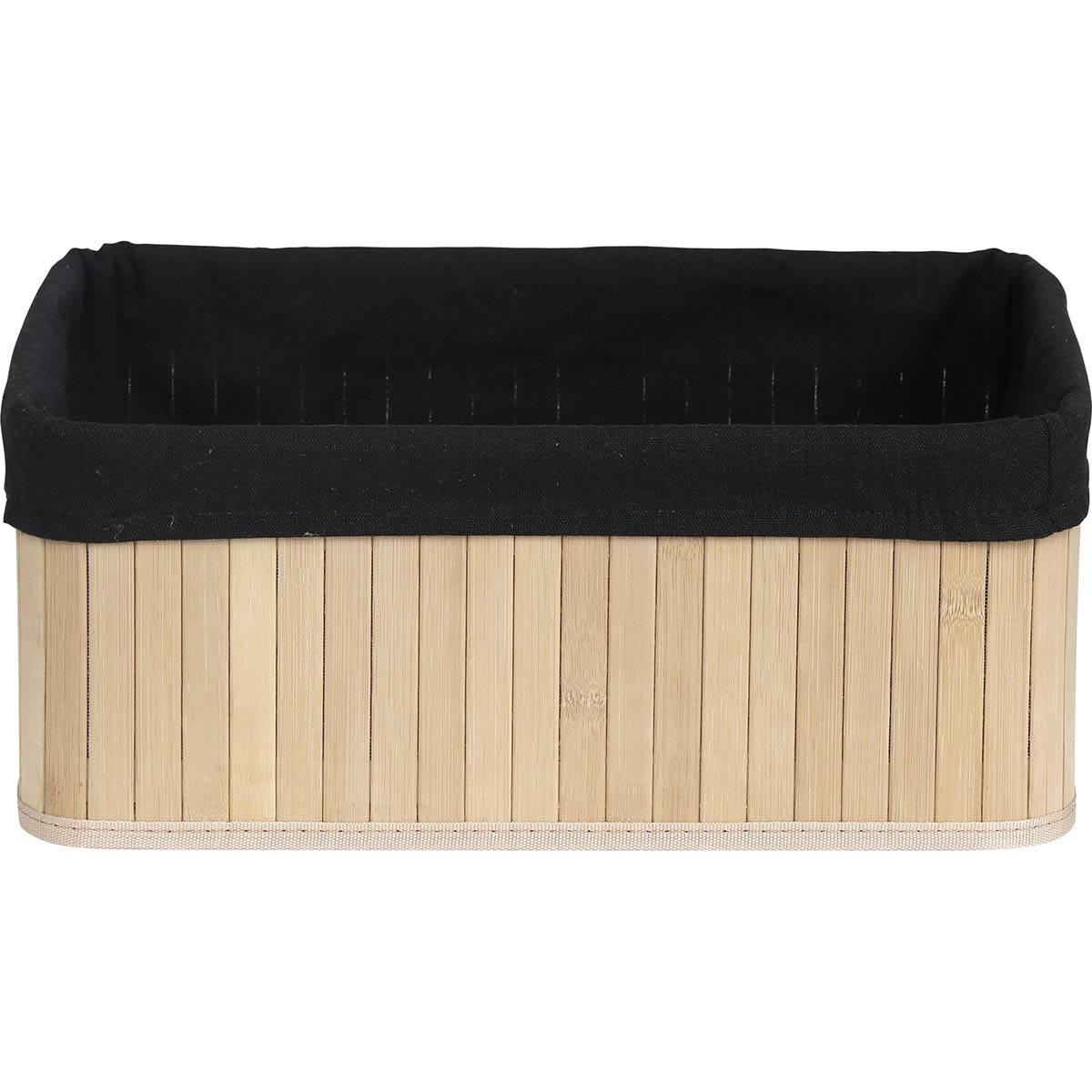 PANIERE GRAND MODELE 40X28CM BAMBOU NATUREL TISSU NOIR