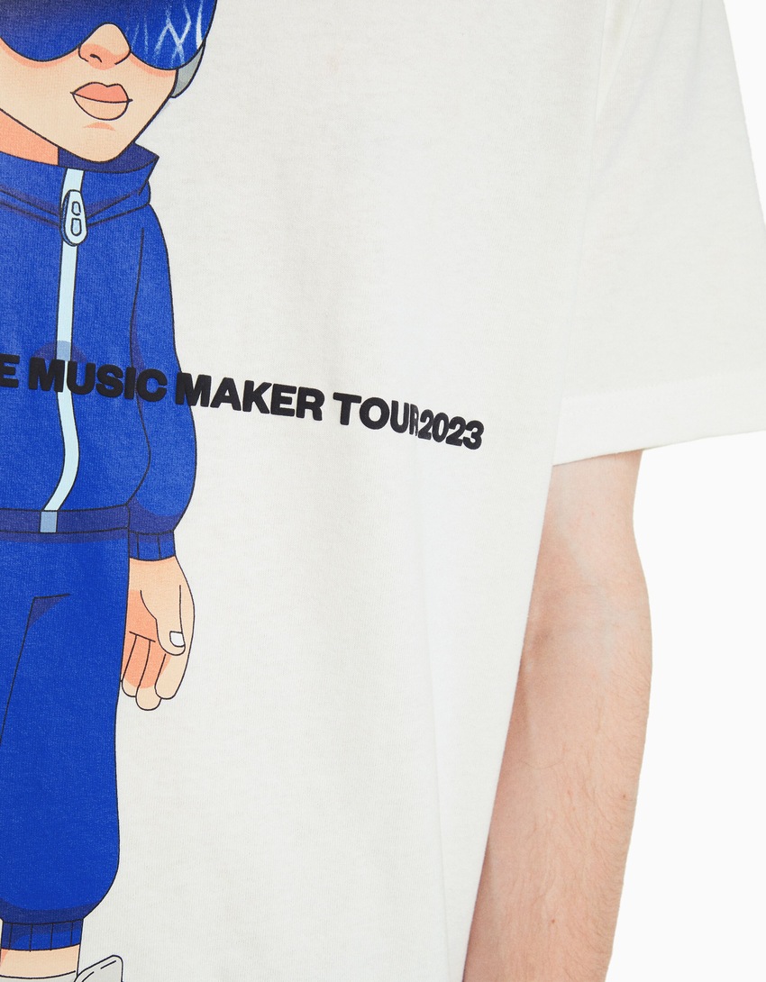 Camiseta boxy fit com estampa BERSHKA ft. BIZARRAP