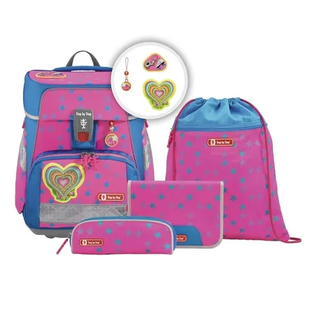 Step by Step SPACE Neon Schulranzen-Set Freaky Heartbeat, 5-teilig