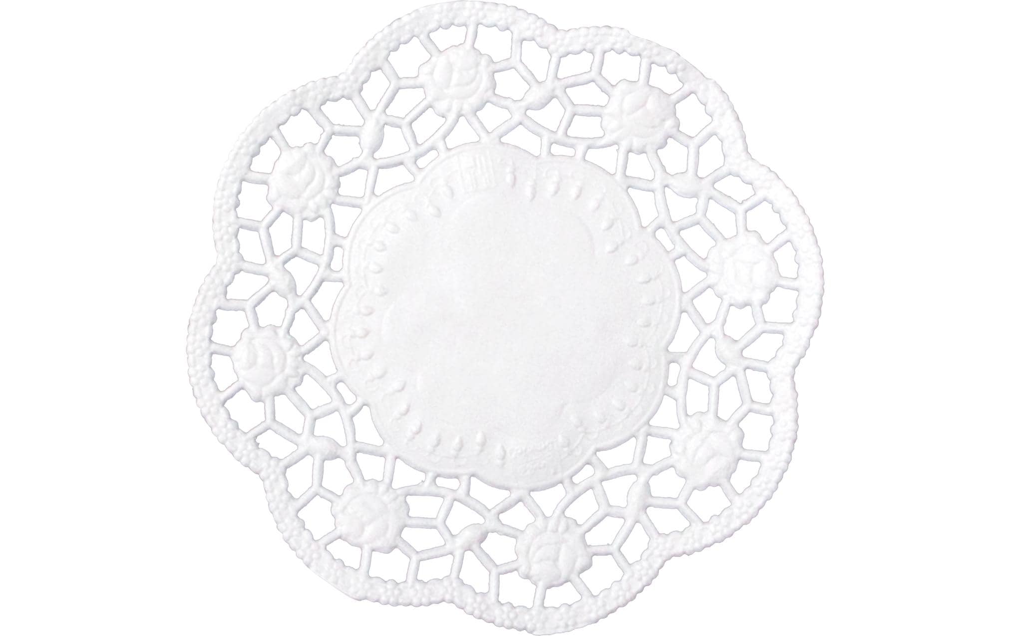 Dekountersetzer Rose 24 Stück, Weiss, 9cmLebensmittelechtes Tassendeckchen