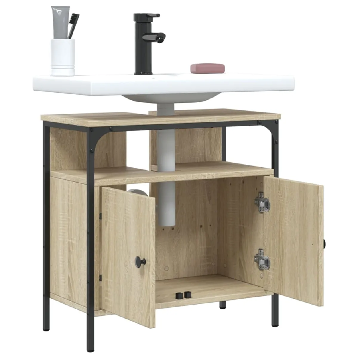 vidaXL Armoire lavabo - Chêne sonoma