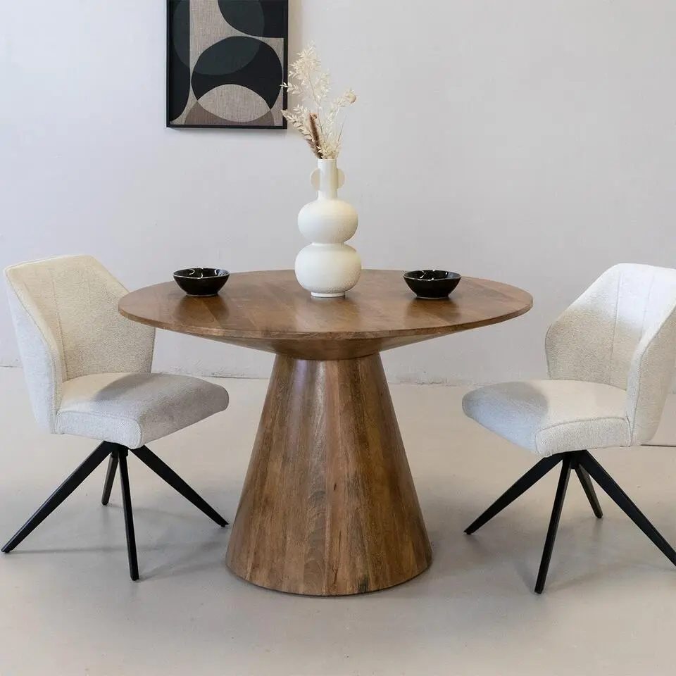 Eettafel Rond 120cm - Naturel Mangohout - 2-4 Personen - Sep