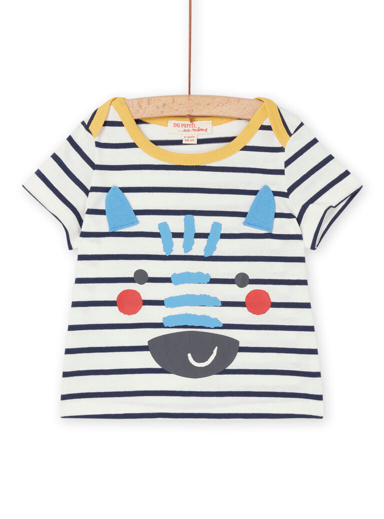T-shirt bleu marine et blanc à imprimé à rayures