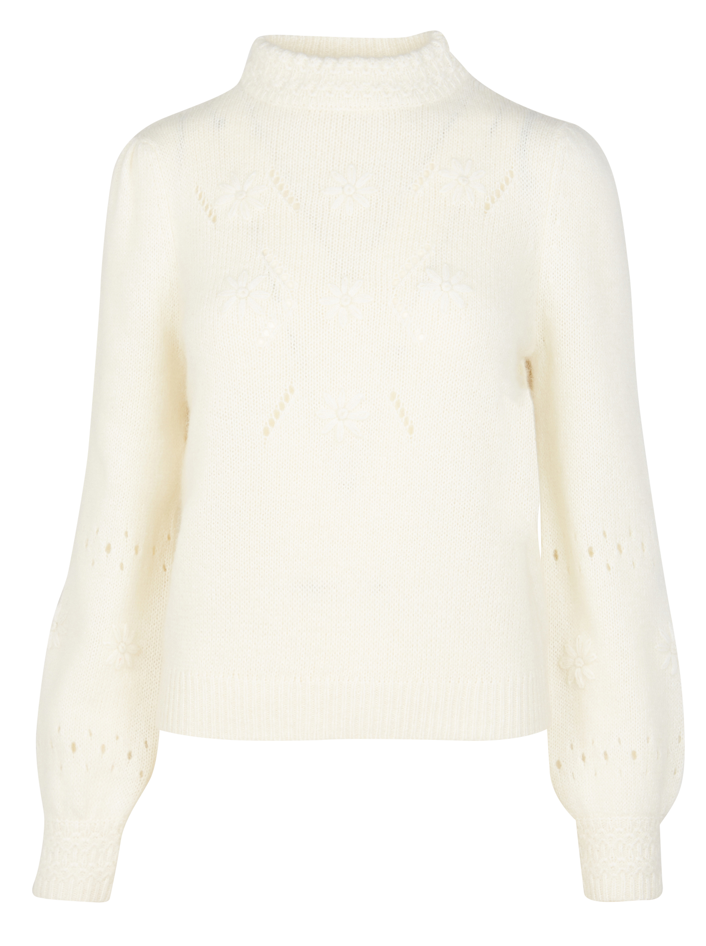 MINETTA - Pull droit en laine mélangée | Blanc