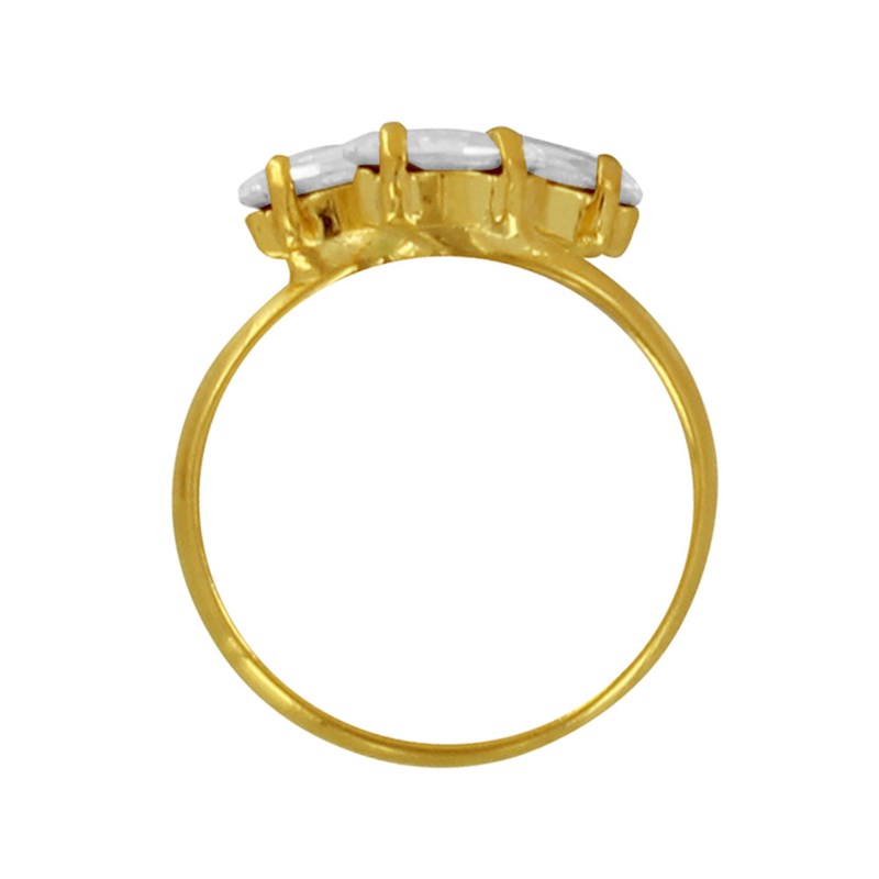 Bague Laiton Doré Trois Strass Cristal
