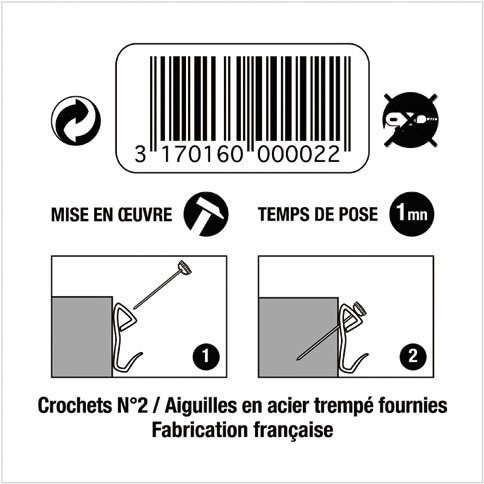Crochet acier N° 2- avec aiguilles - lot de 10