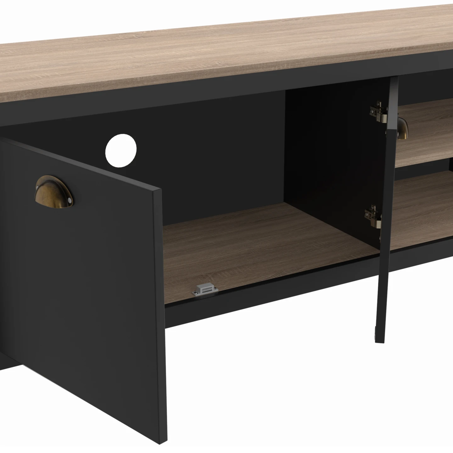 Meuble TV 140 cm campagne ISIS bois et noir