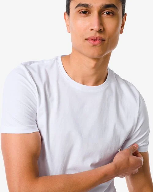 2 t-shirts homme regular fit col rond blanc