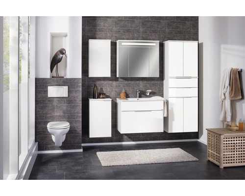 FACKELMANN Kara spiegelkast, 80 x 22,5 x 70 cm, wit, 3-deurs, LED, IP20