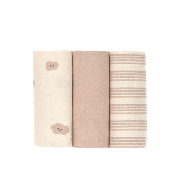 Lässig Tiny Team Swaddle & Burp Doeken - 3 Stuks - 60 x 60 cm - Mushroom