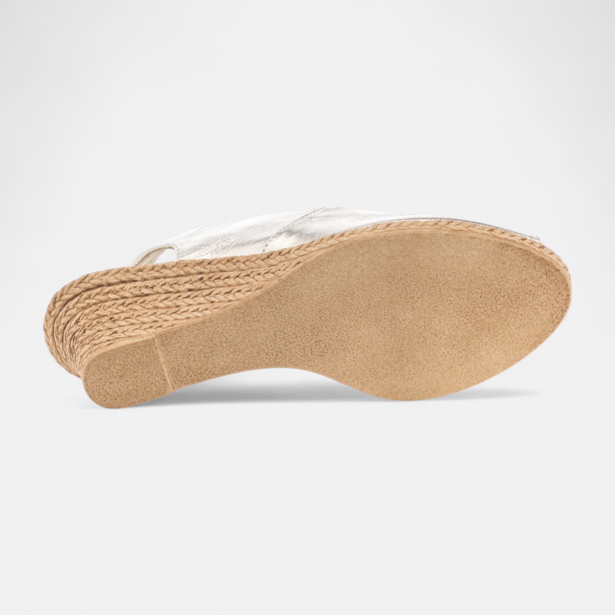 Nu-pieds confort à talon compensé Femme en cuir or