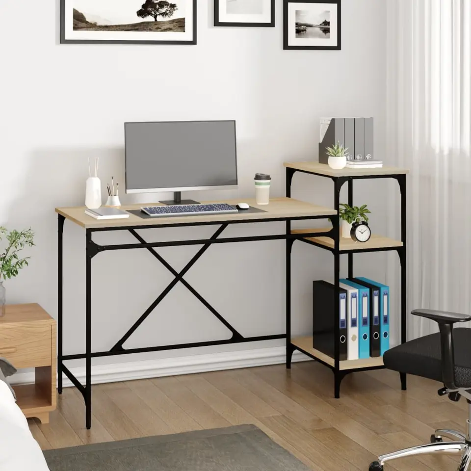 vidaXL - Bureau - Bruin - Bewerkt hout - 135 x 50 x 90 cm