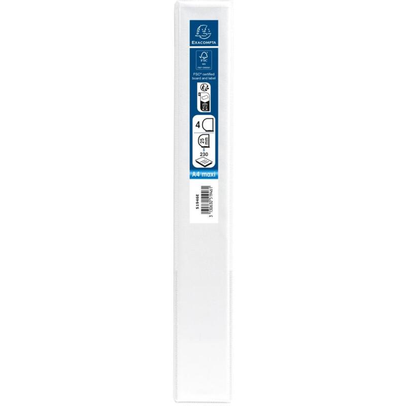 Classeur 4 anneaux cartonné Exacompta Kreacover® personnalisable A4 maxi - Dos 4,7 cm blanc