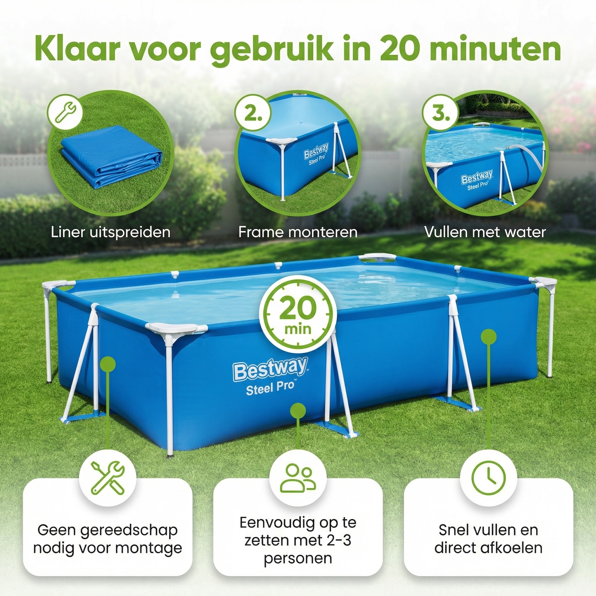 Bestway steel pro 300x201x66cm zwembad – 3-delig