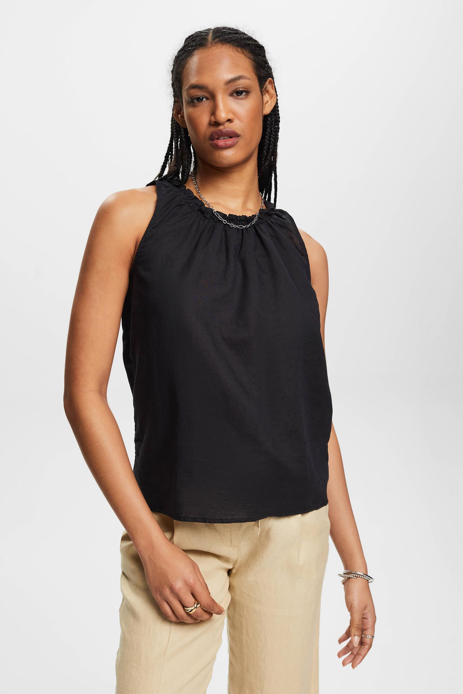 Blouse sans manches en lin mélangé