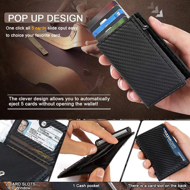 Pung med pop-up kortholder RFID-beskyttelse Sort