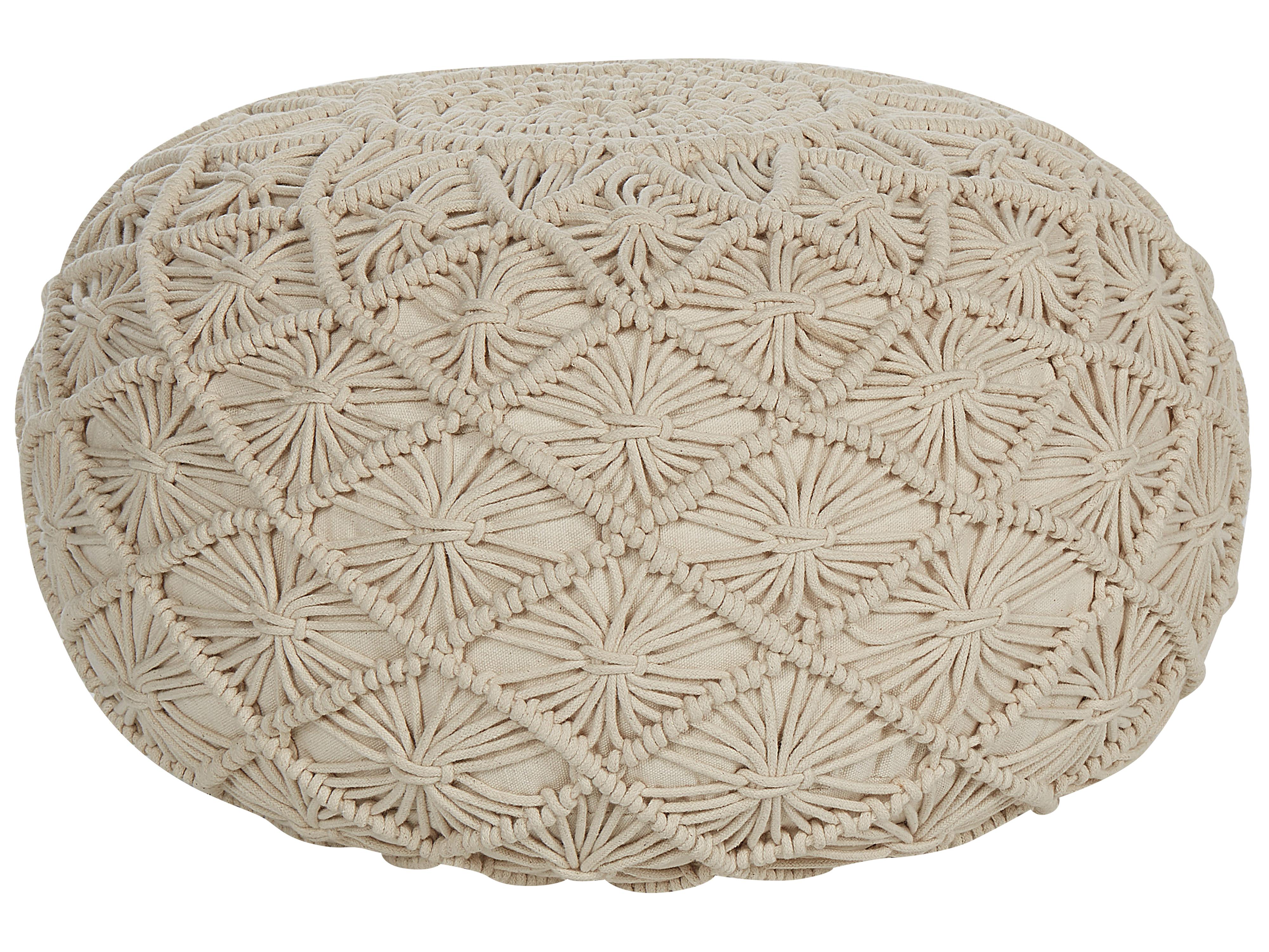 Poef Macramé BERKANE Katoen Beige