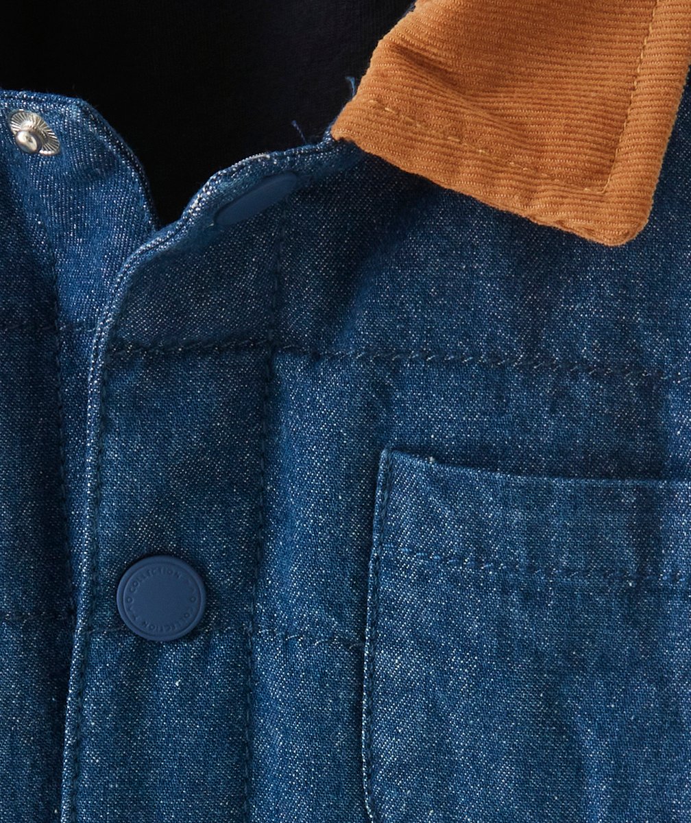 CHEMISE STYLE SURCHEMISE BLEUE AVEC COL CAMEL BÉBÉ GARÇON