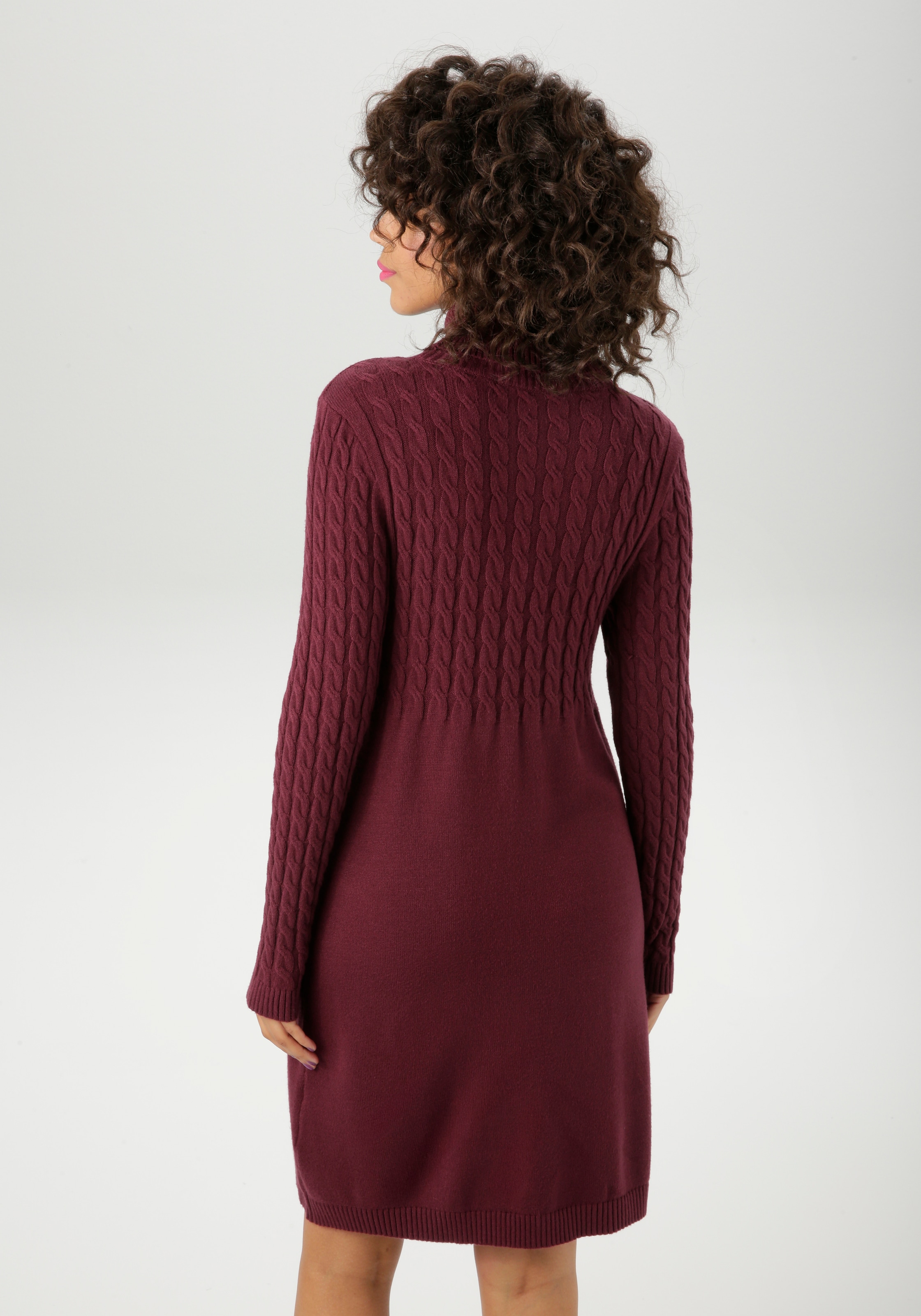 Aniston CASUAL Strickkleid mit Zopfmuster im Oberteil und den langen Ärmeln