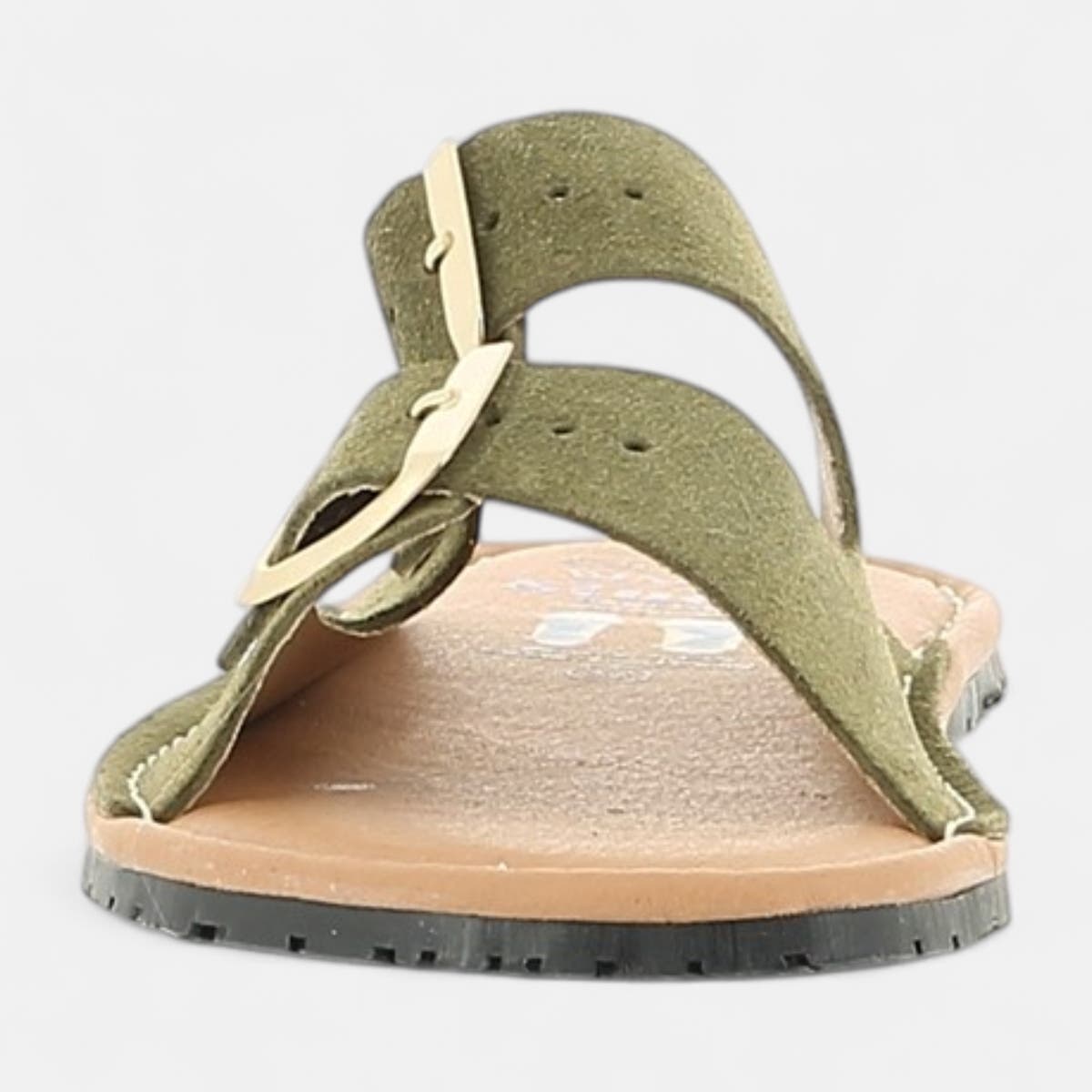 Mules Femme en cuir kaki