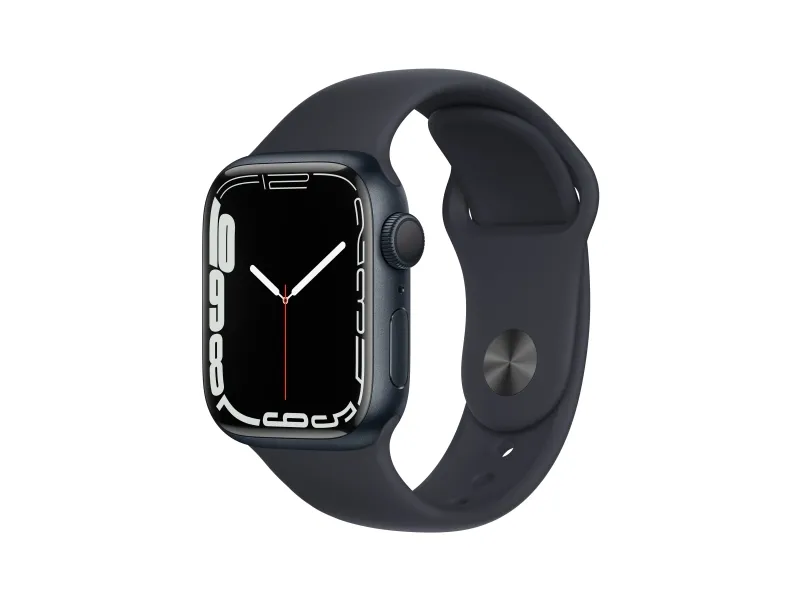 [OUTLET] - Apple Watch Series 7 (GPS) - 41 mm - blå aluminium - smart ur med sportsbånd - fluoroelastomer - afgrundsblå - båndstørrelse: Almindelig - 32 GB - Wi-Fi, Bluetooth - 32 g