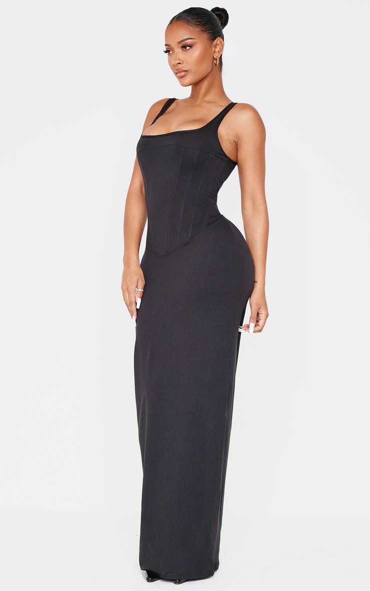Noir Robe Maxi Sculptante À Encolure Carrée Et Buste Corseté Shape