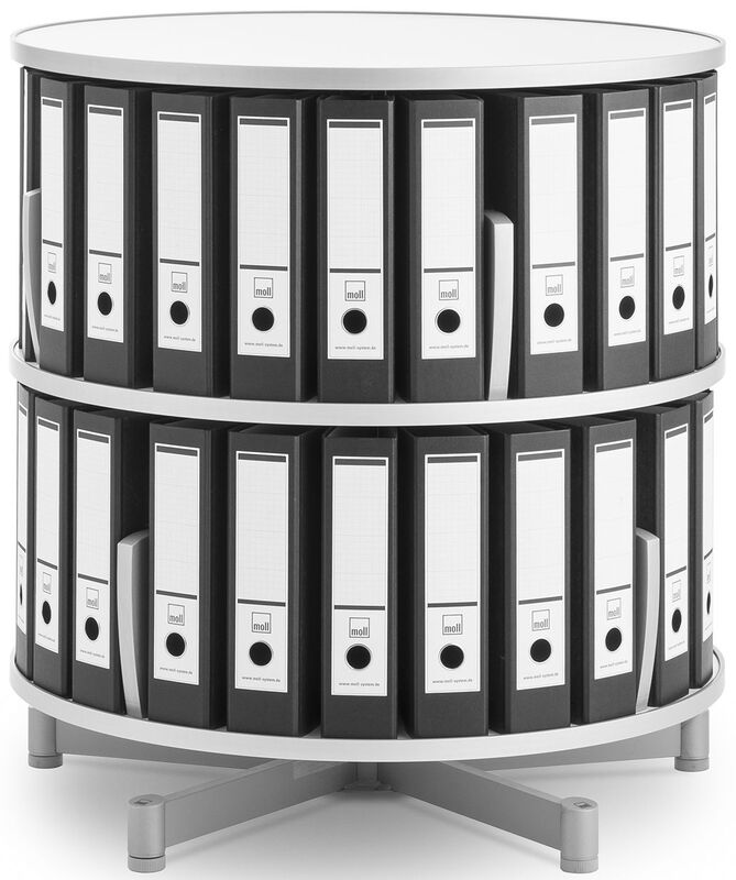 Moll Ordnerdrehsäule Multifile\u00AE, Ø 80 cm, 2 Etagen, weiss