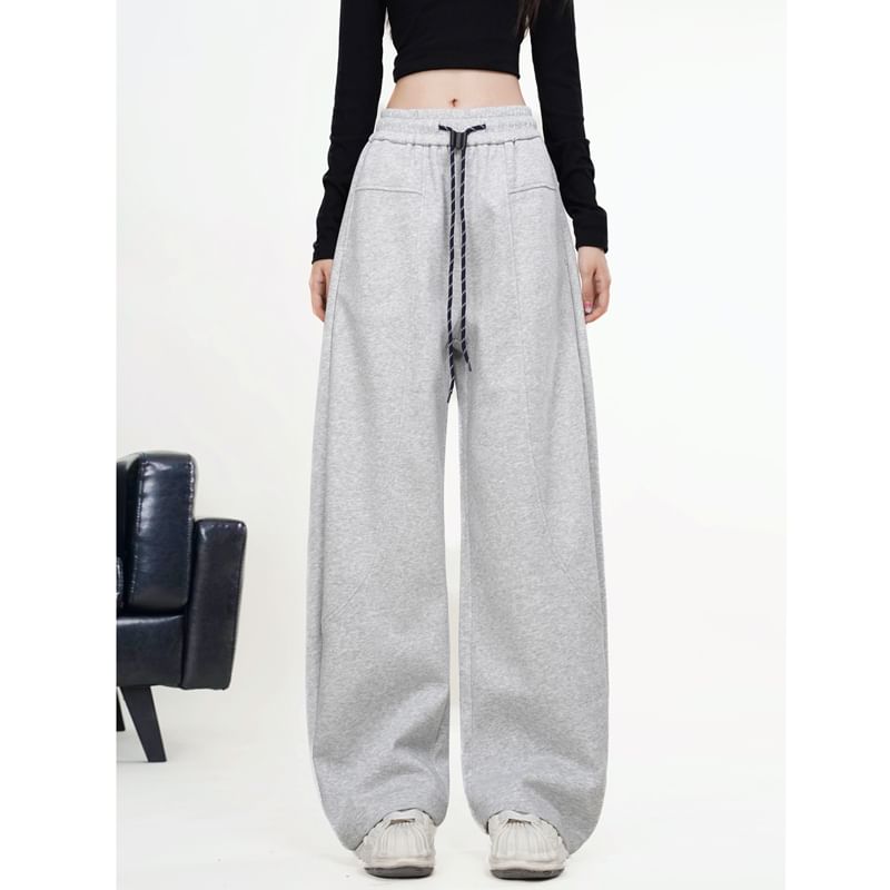 Taragon - Hoge taille effen wijde broek