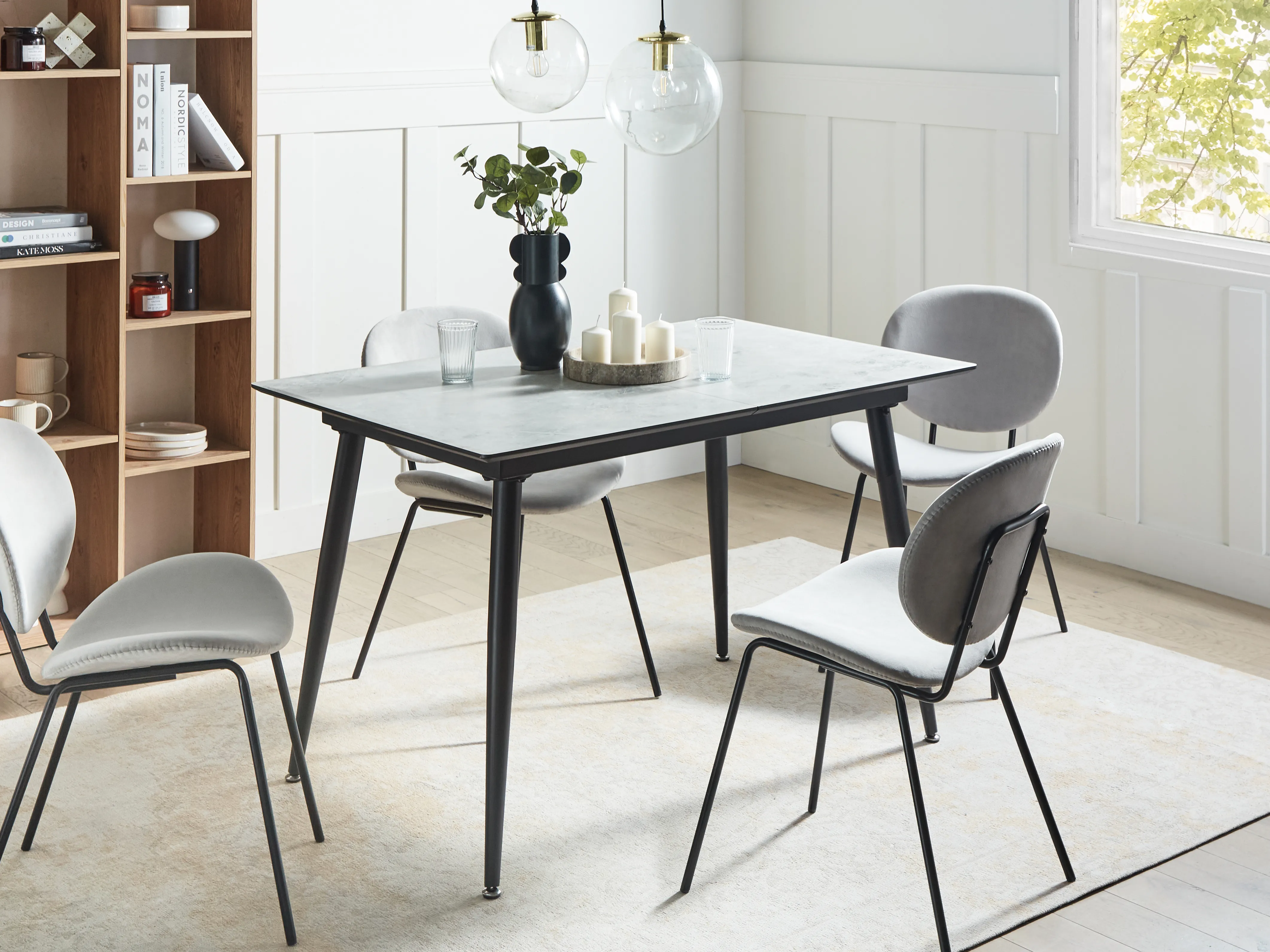 Eettafel EFTALIA Wit marmer 80 cm 120/150 cm