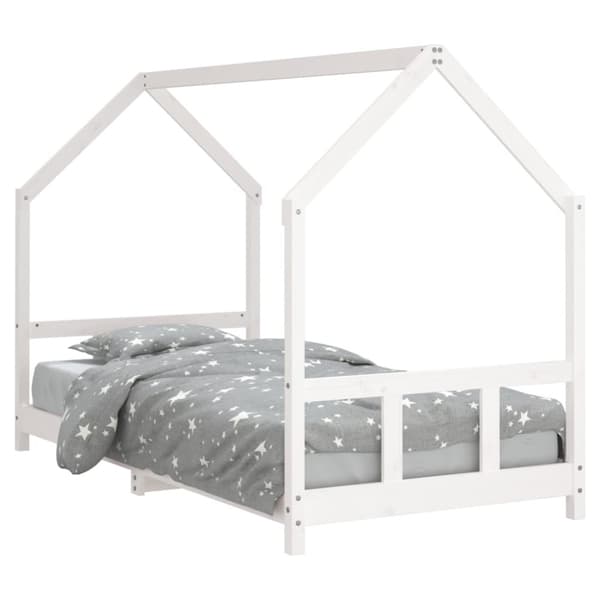 vidaXL Barnesengeramme hvit 90x200 cm heltre furu