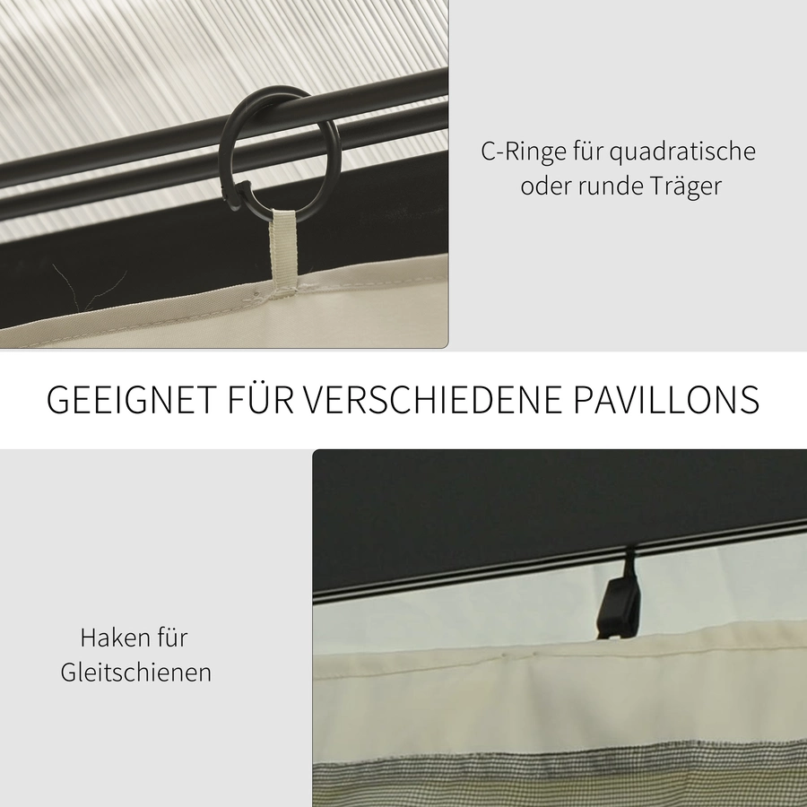 Outsunny Seitenwände mit Doppelseitigem Reißverschluss beige