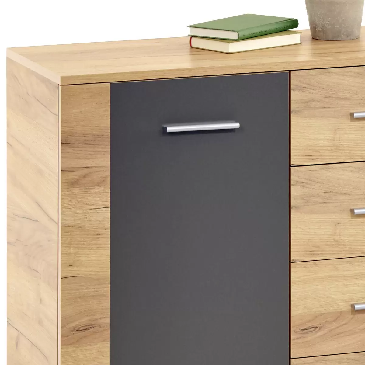 Kommode Uno UNK02 grau,Eiche
