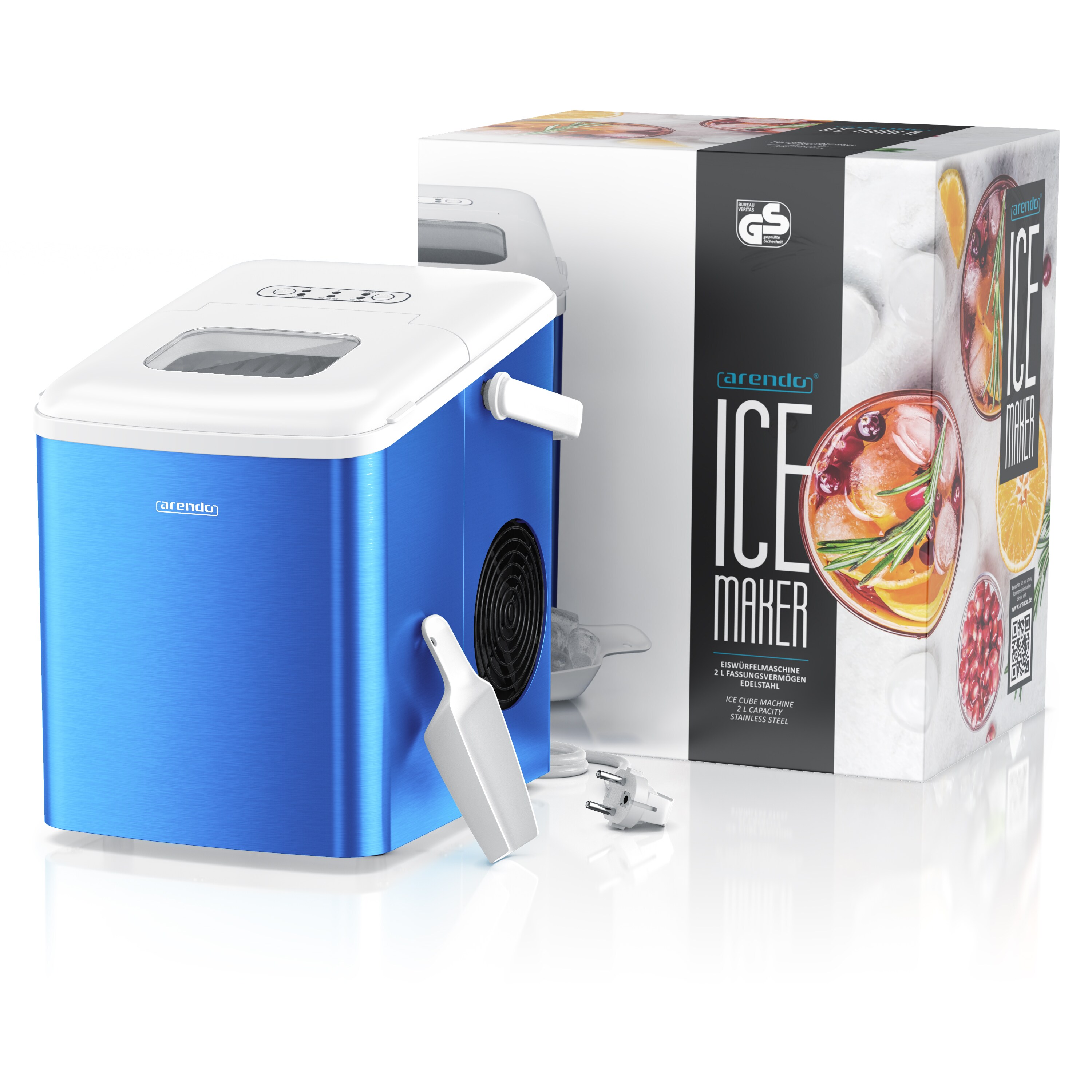 Arendo Eiswürfelmaschine 120W mit 1,5L Behälter Eiswürfelbereiter, 9 Eiswürfel in 9 Minuten