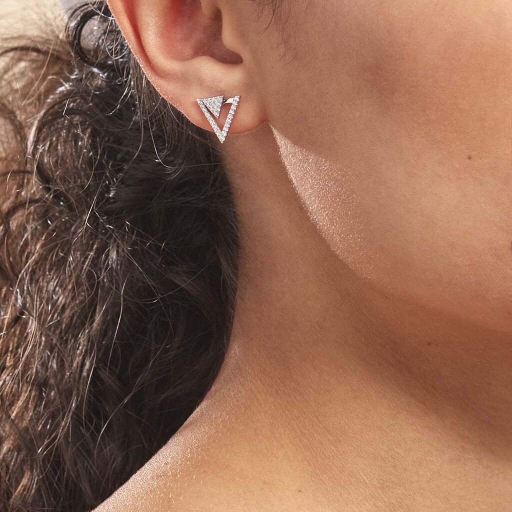 Boucles D'oreilles Pendantes Domnika Argent Blanc Oxyde De Zirconium