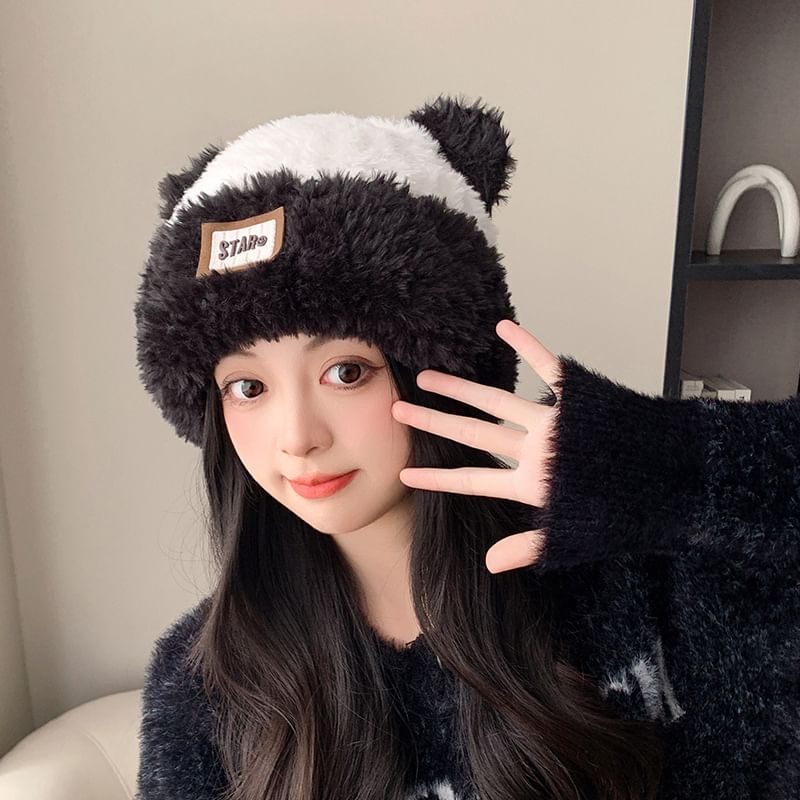 LANWO - Zachte beanie met berenoor