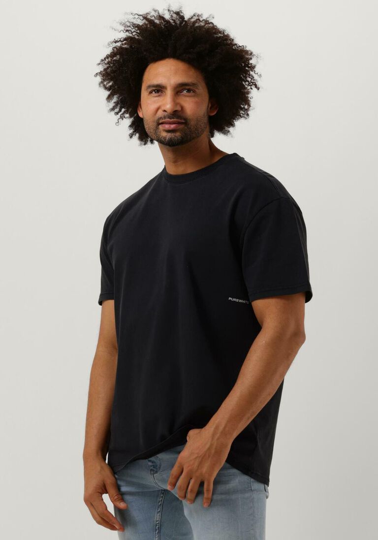 PUREWHITE zwarte purewhite t-shirt tshirt with small front logo at side and big back print
