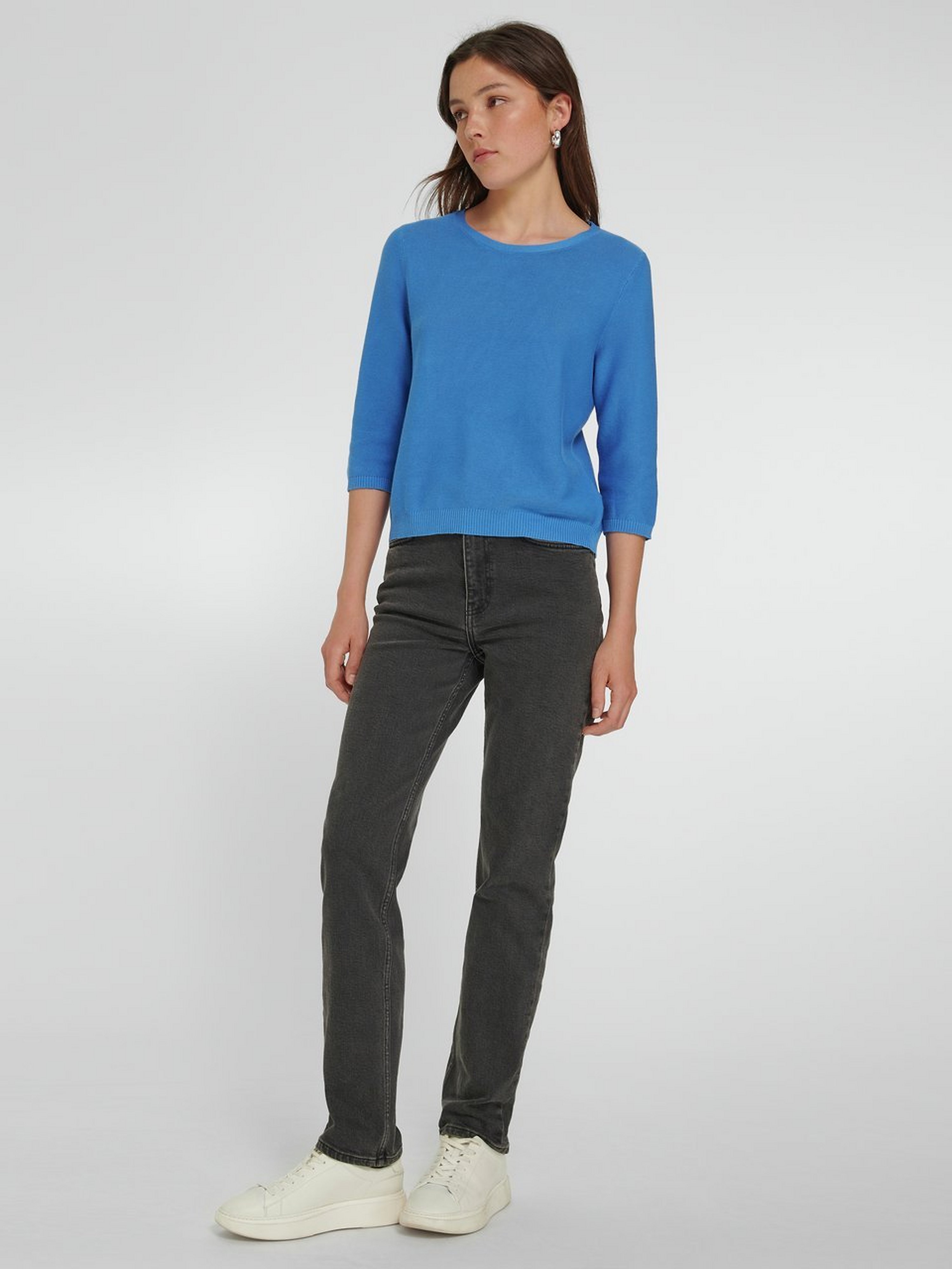 Rundhals-Pullover mit 3/4-Arm