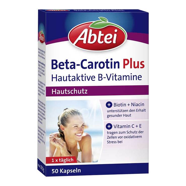 Abtei Beta-Carotin Plus Hautaktive B-Vitamine Kapseln , 50 St