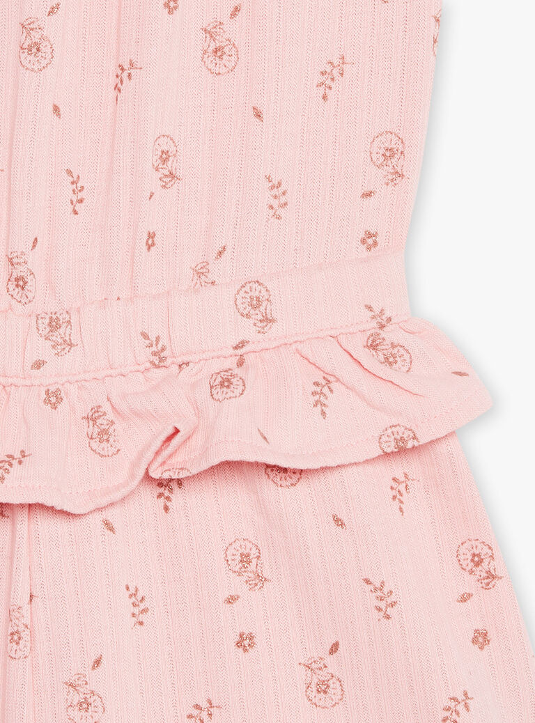 Combishort blush à imprimé fleuri