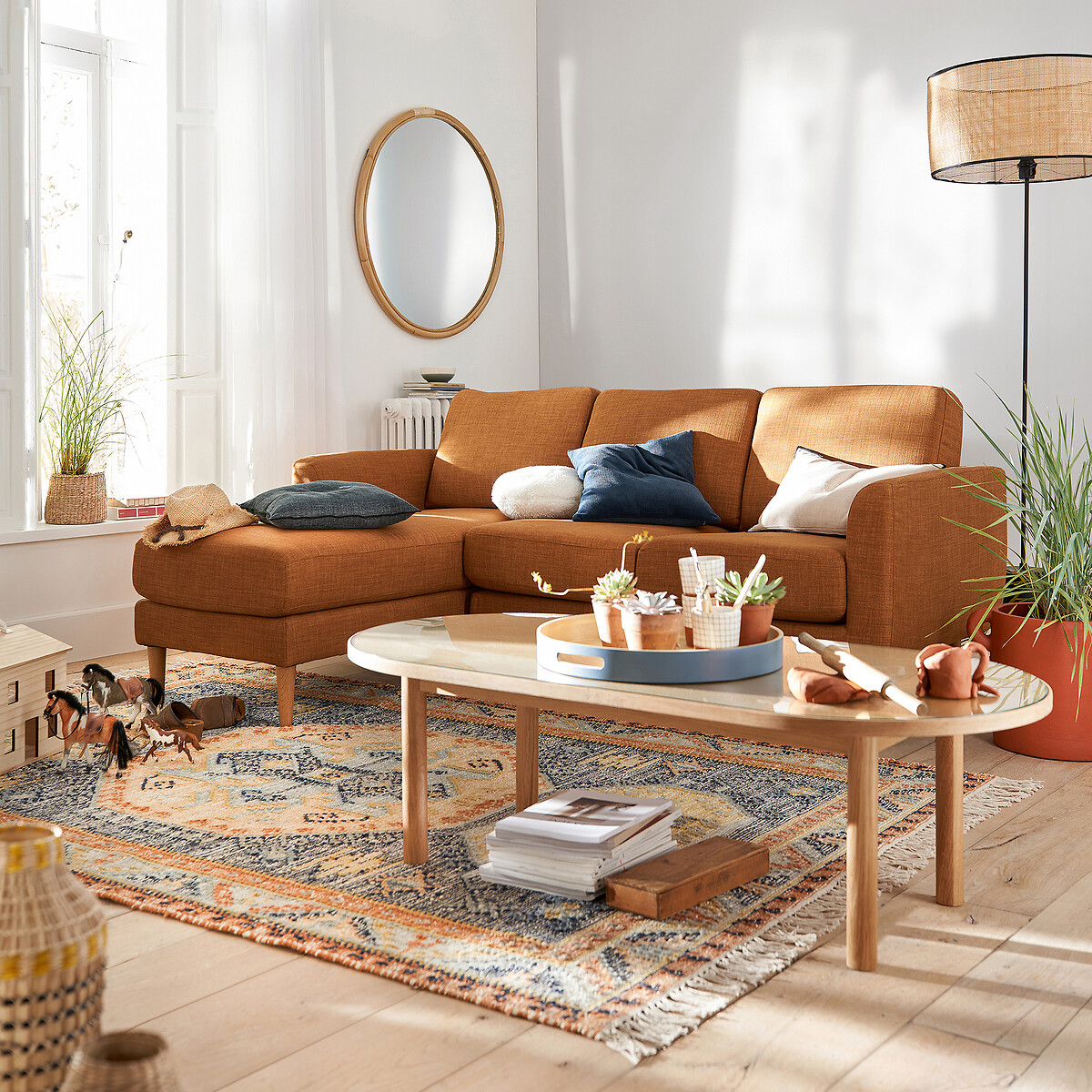 LA REDOUTE INTERIEURS<br>Espelho redondo de rattan Ø90 cm, Nogu